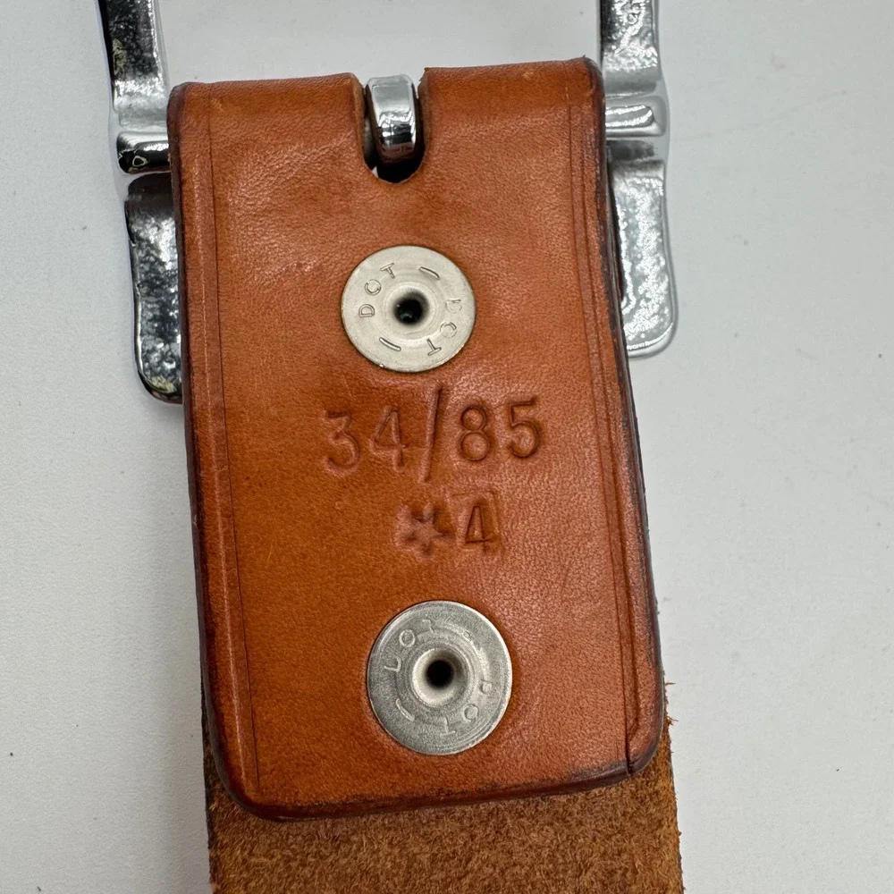 Safariland Leather Belt Solid Brass Removable Buckle Mens 34 Brown Western Vtg